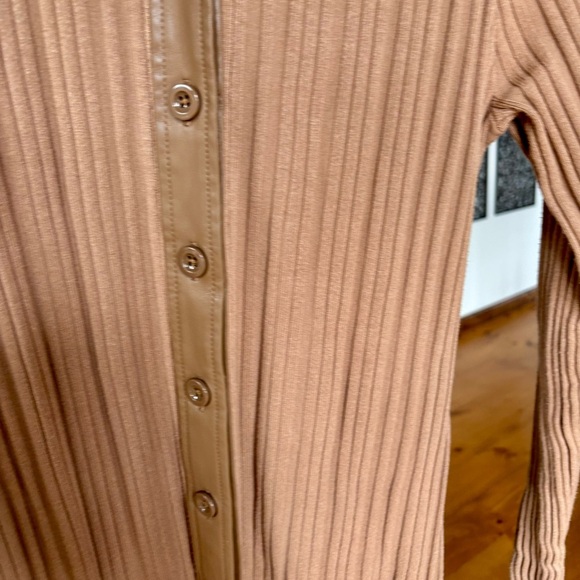 TOCCIN Camel Colored Long Sleeve Button-Down Dress. - Picture 10 of 12
